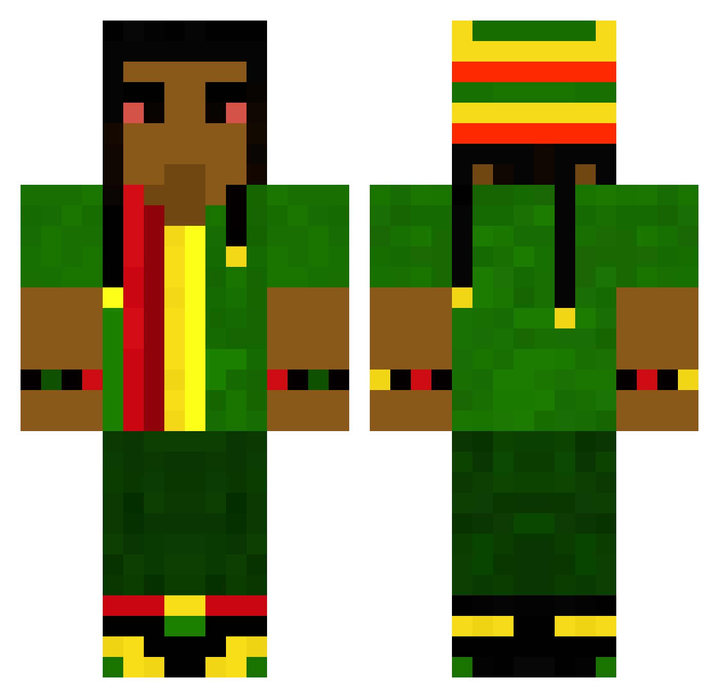 qhst Minecraft skin, front and back view
