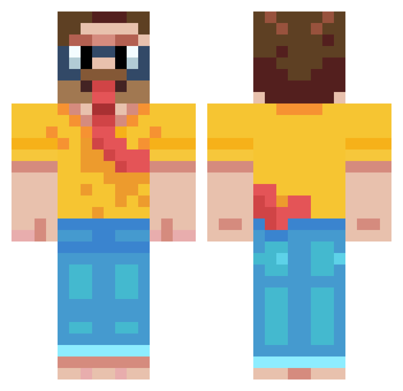 Fanatism Minecraft skin, front and back view