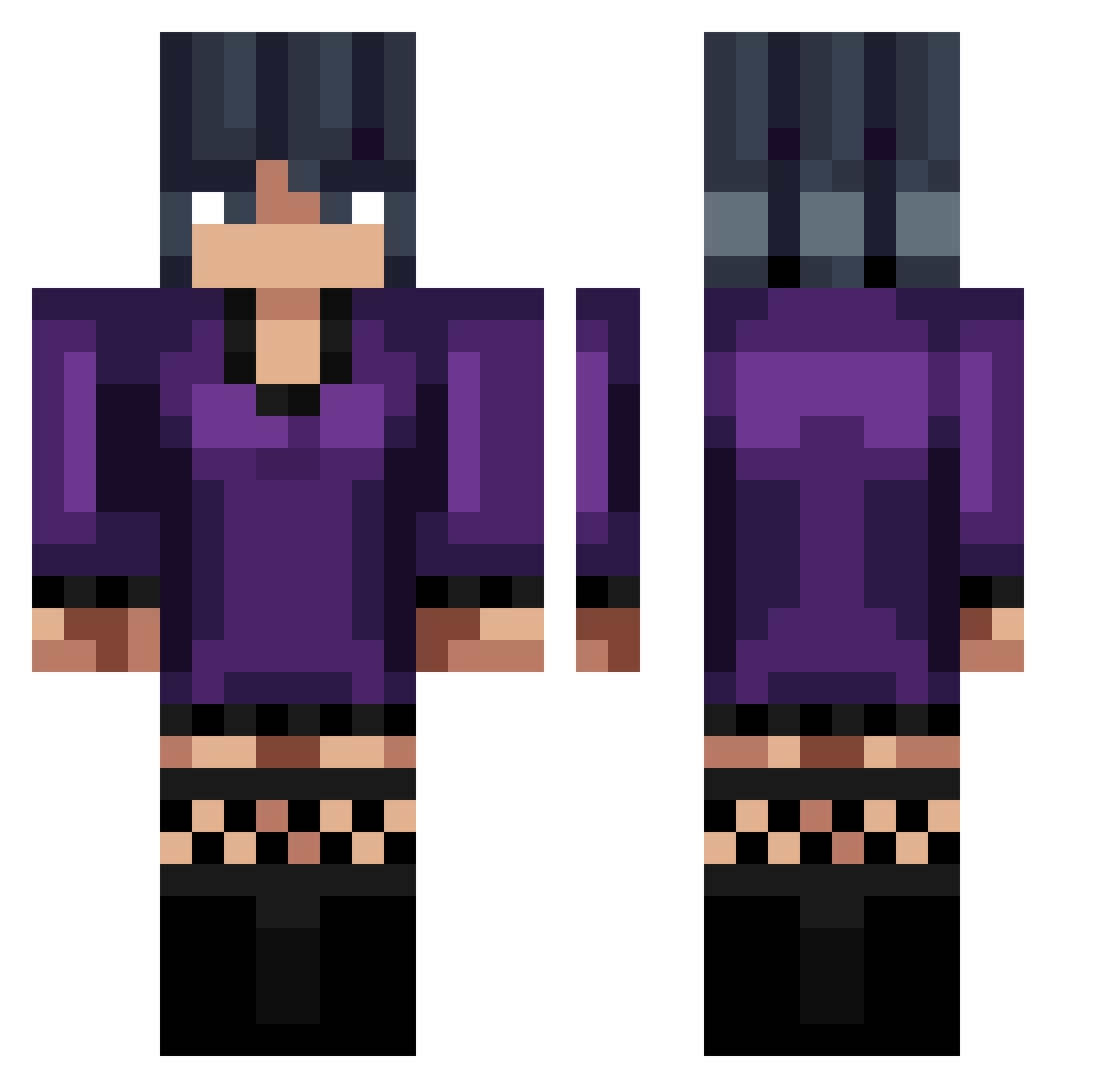 ShadowSMCK Minecraft skin, front and back view