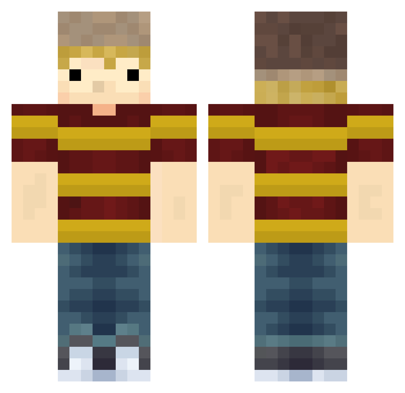 GrubyGranie Minecraft skin, front and back view