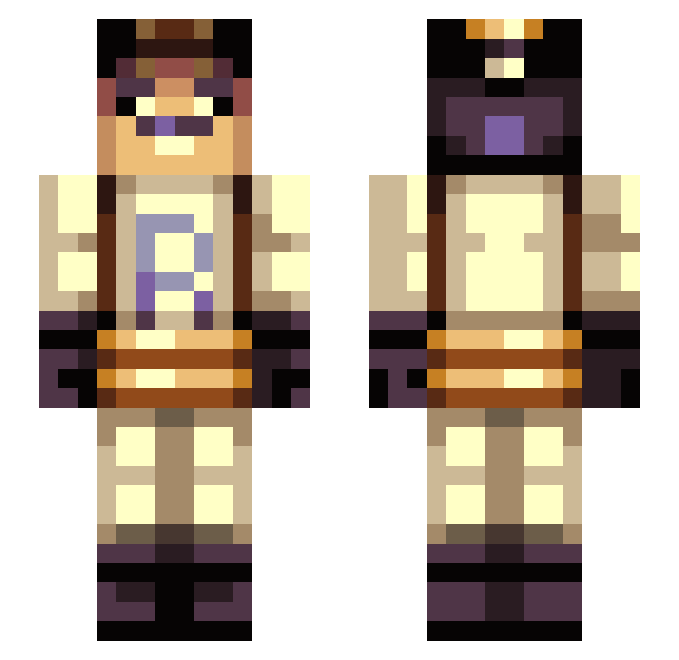 Wurzban Minecraft skin, front and back view