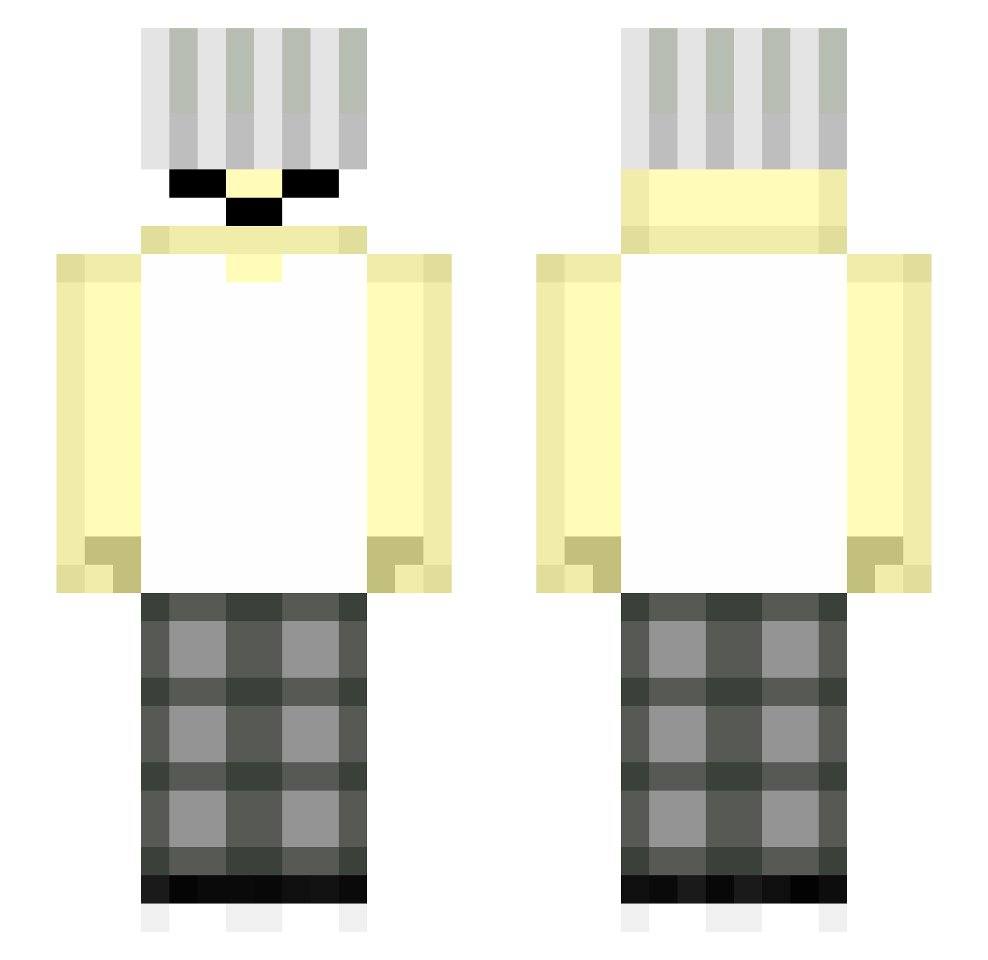 Pl1xiity Minecraft skin, front and back view