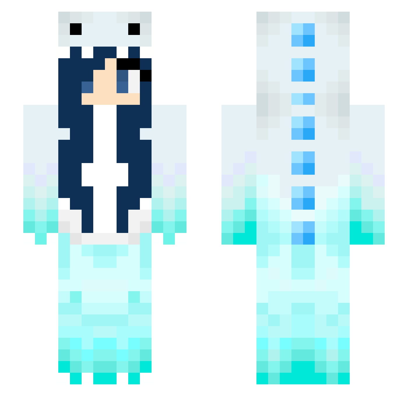 LedZephira Minecraft skin, front and back view
