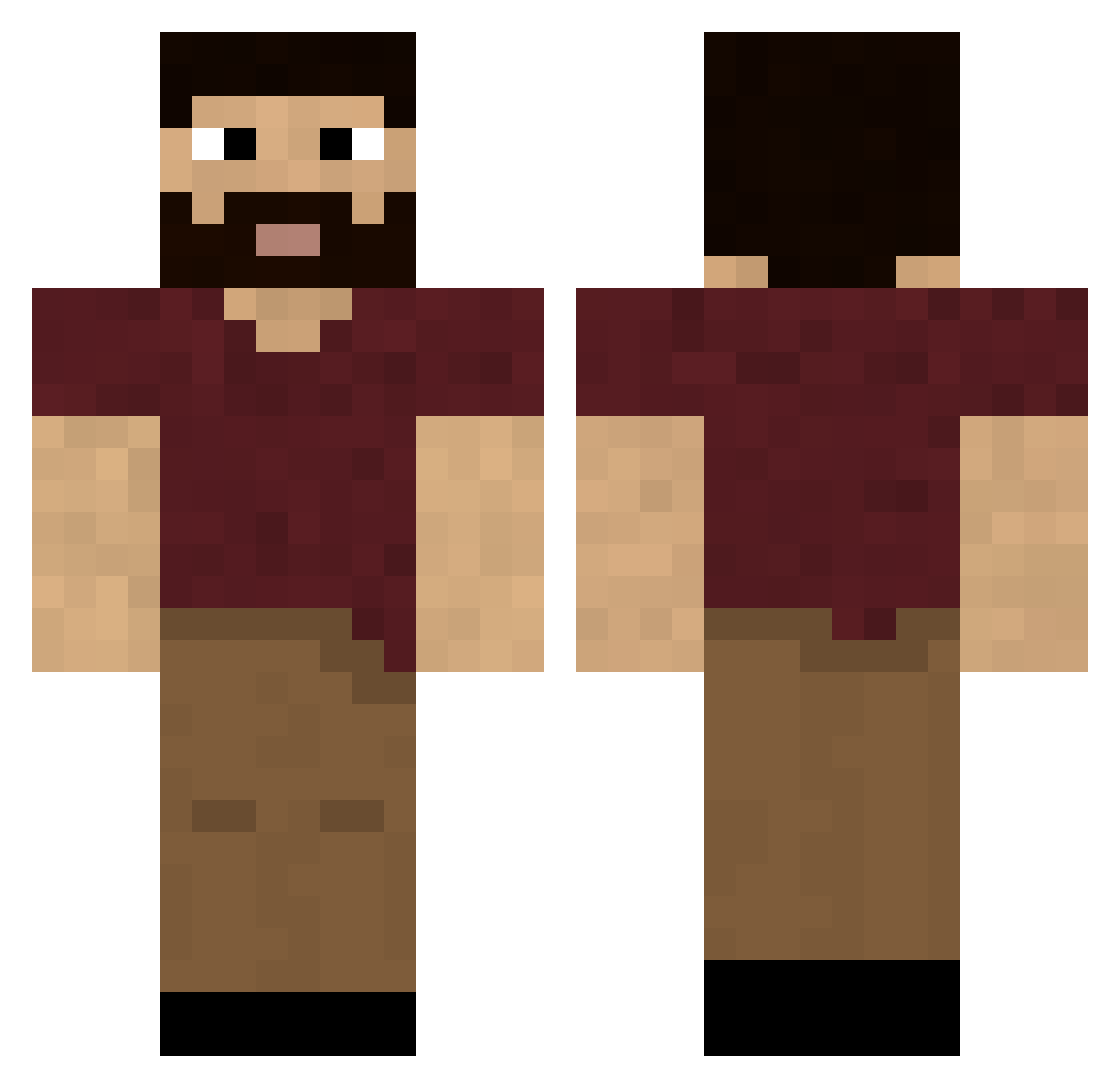 Raptor808 Minecraft skin, front and back view