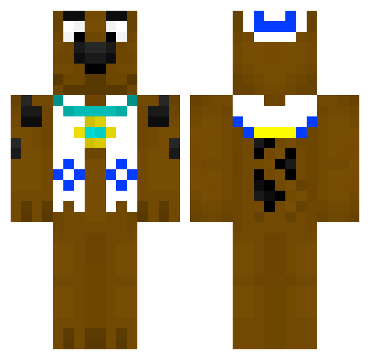 pumpkeeper Minecraft skin, front and back view