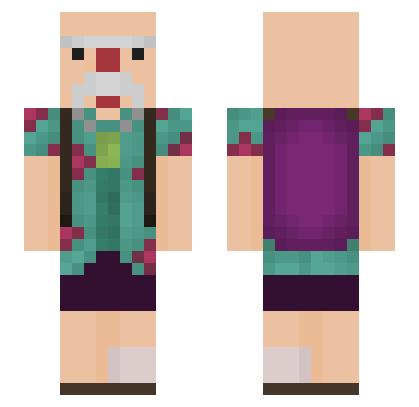 Dipra Minecraft skin, front and back view