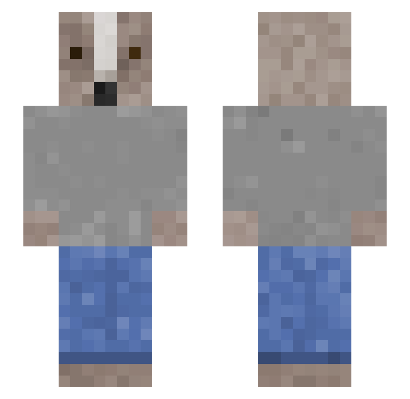 Twiglx Minecraft skin, front and back view