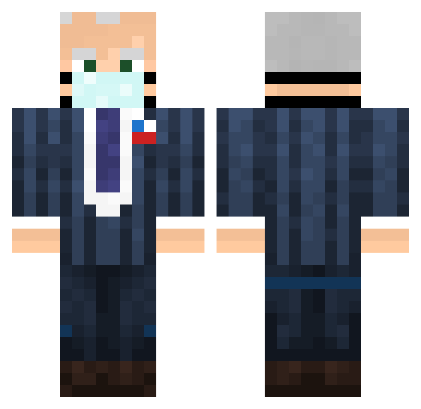 ChadReacher Minecraft skin, front and back view