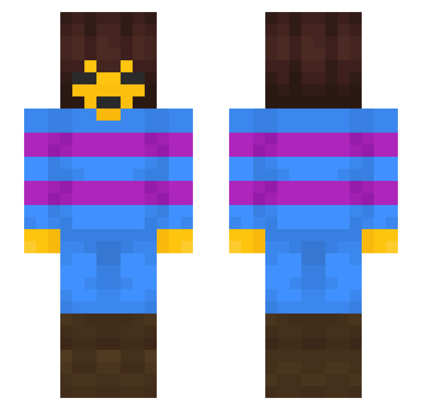 not_havoc Minecraft skin, front and back view