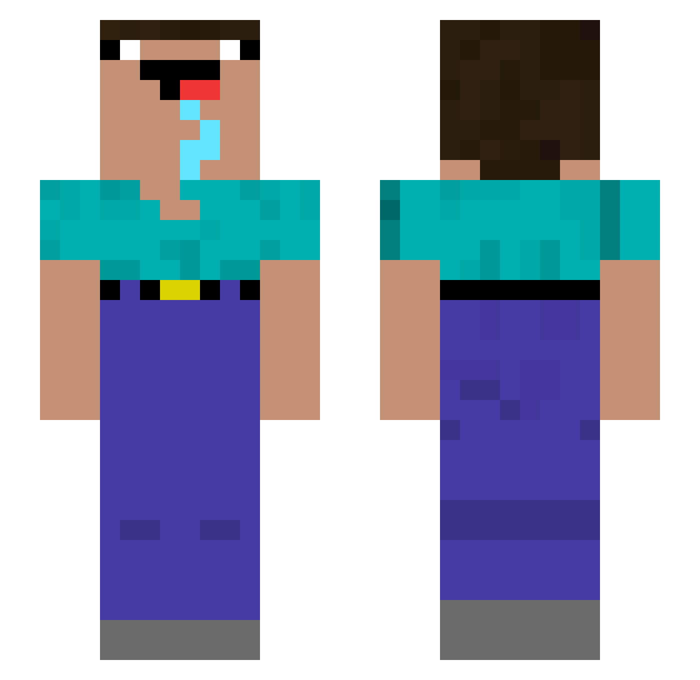 Sweqss Minecraft skin, front and back view