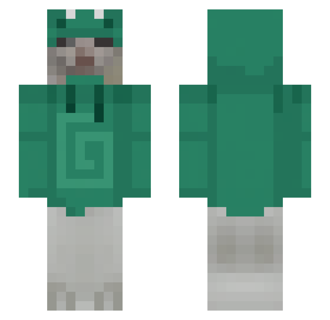 PotatooTomatoo Minecraft skin, front and back view