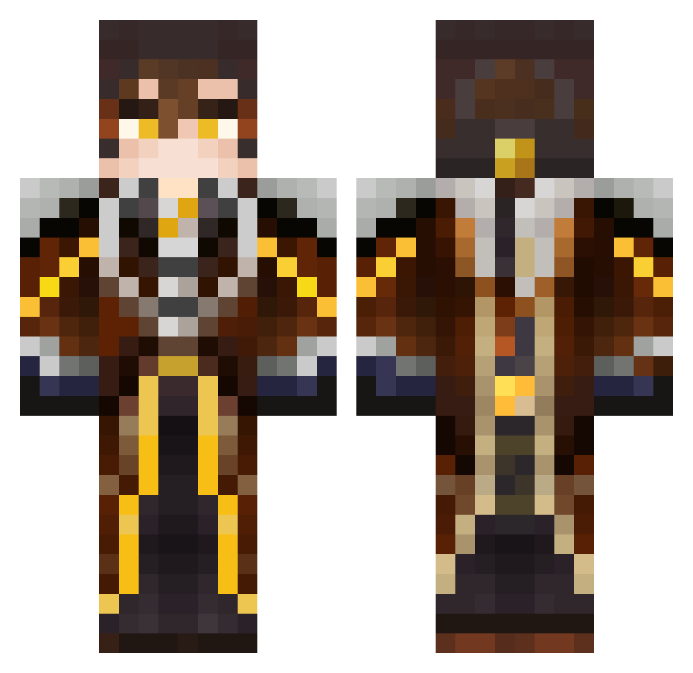 ChildHeartQ Minecraft skin, front and back view