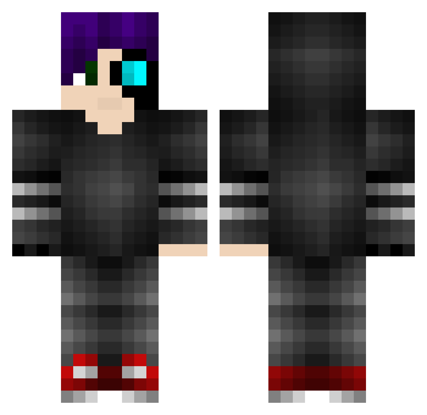 Macillus Minecraft skin, front and back view