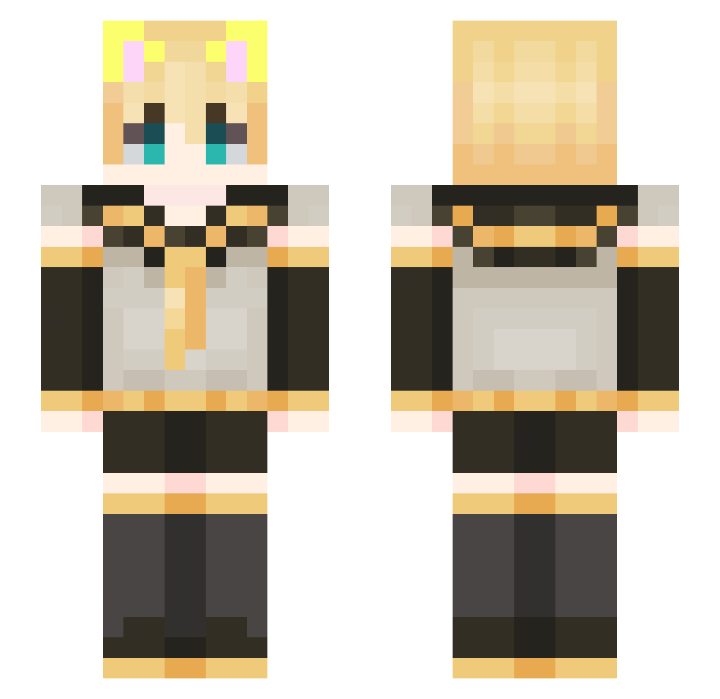 NaillikMC Minecraft skin, front and back view