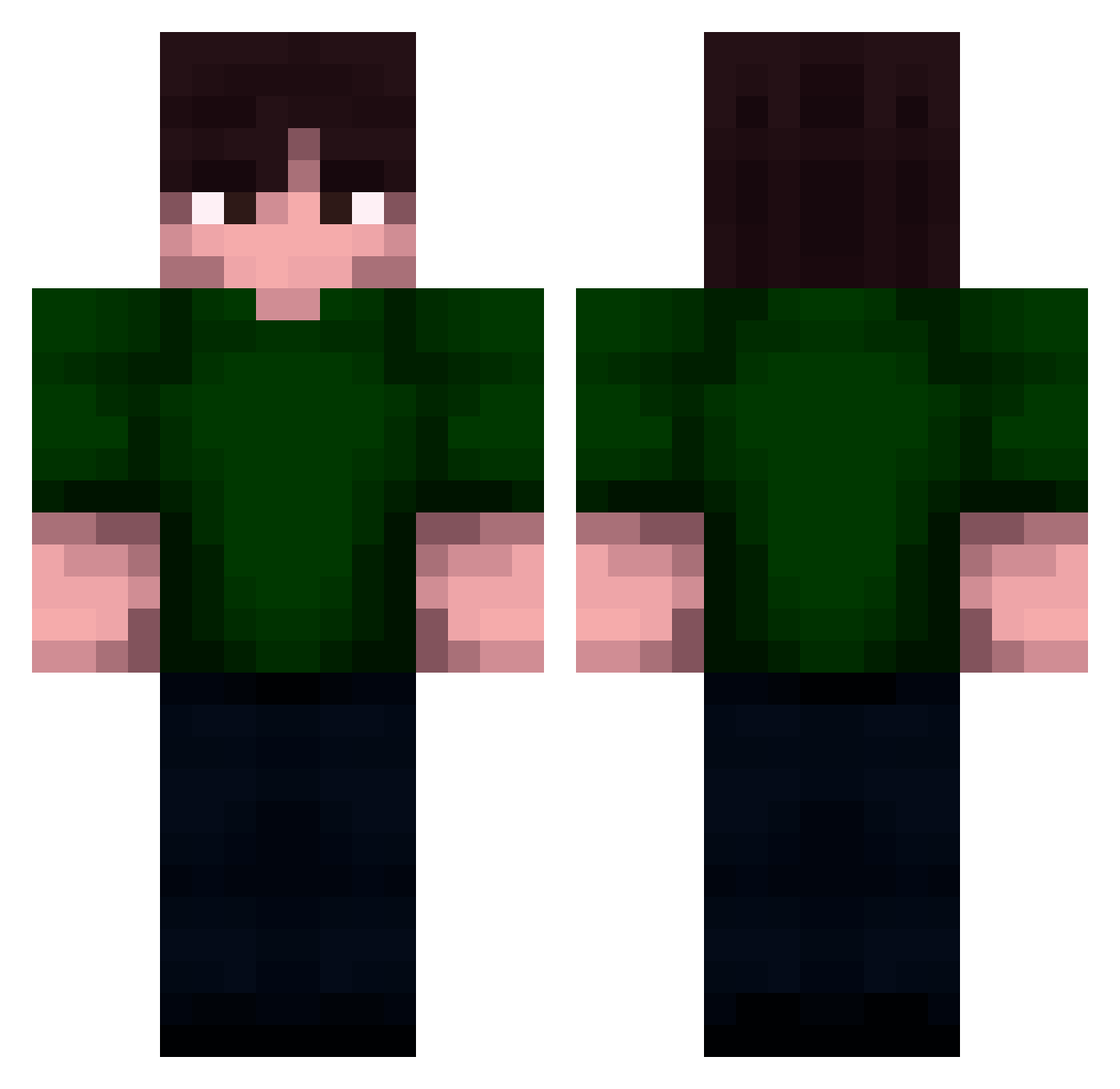 WhimsyJimsy Minecraft skin, front and back view