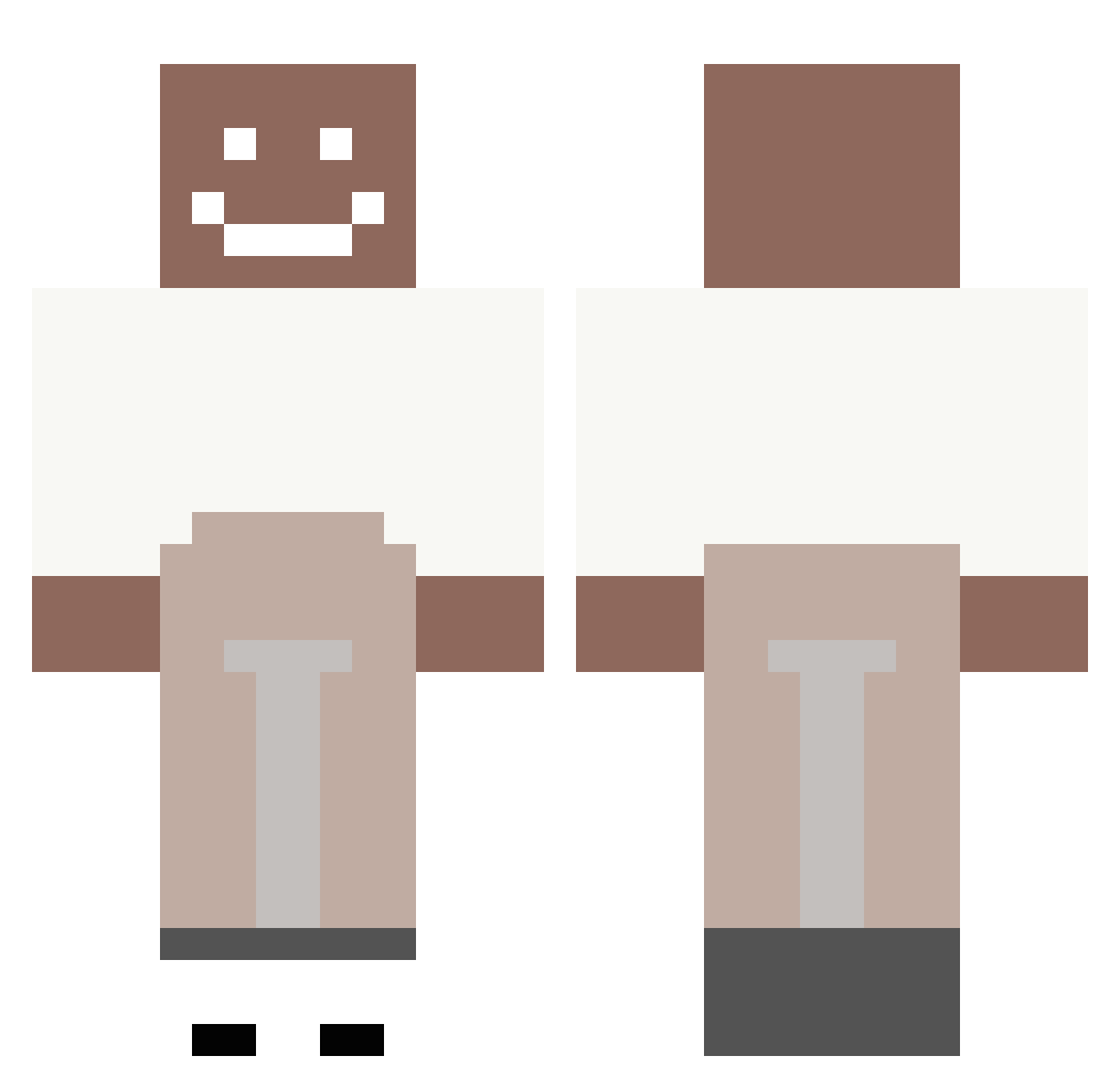 westpw Minecraft skin, front and back view