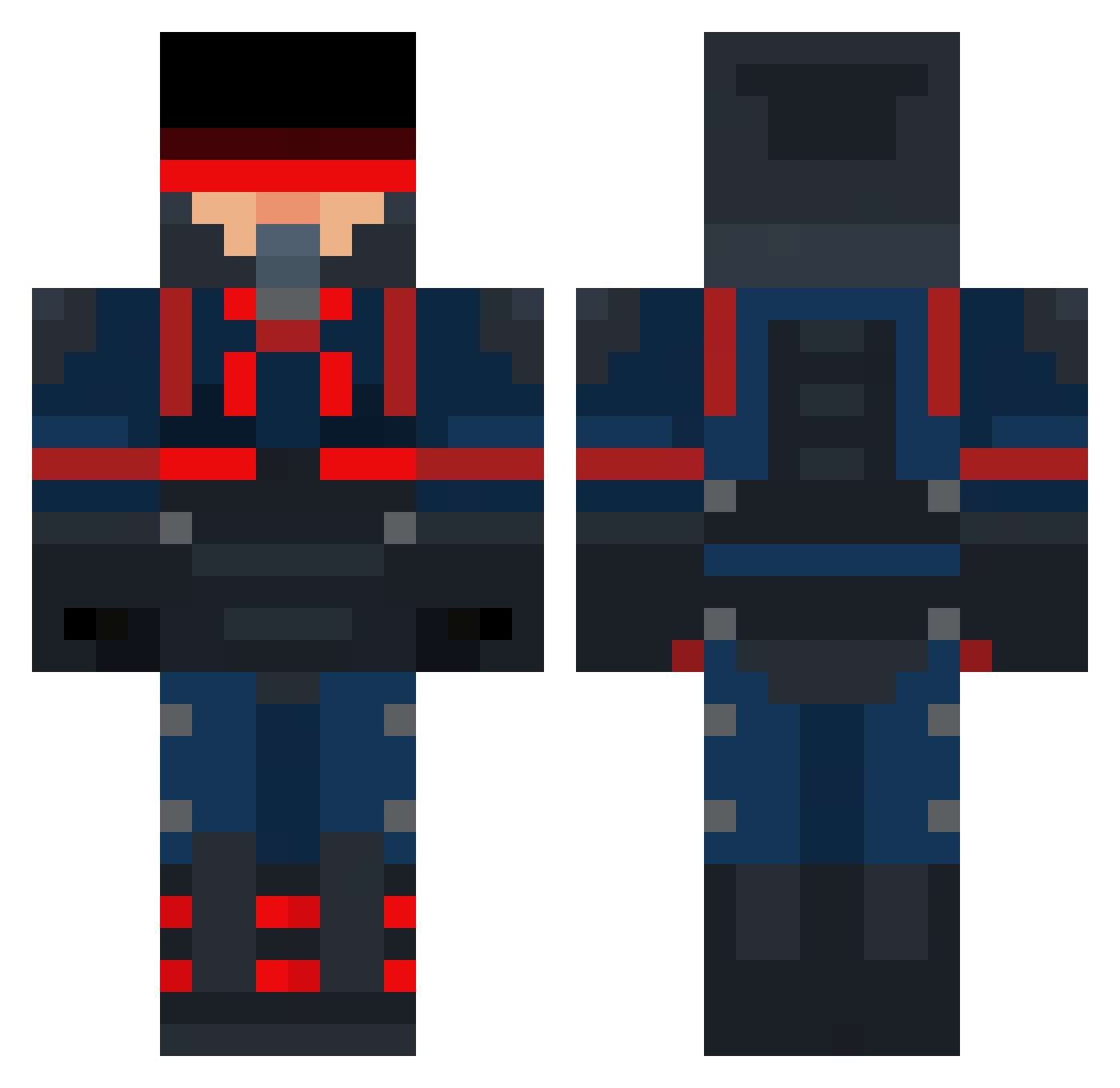 DarkLuminary Minecraft skin, front and back view
