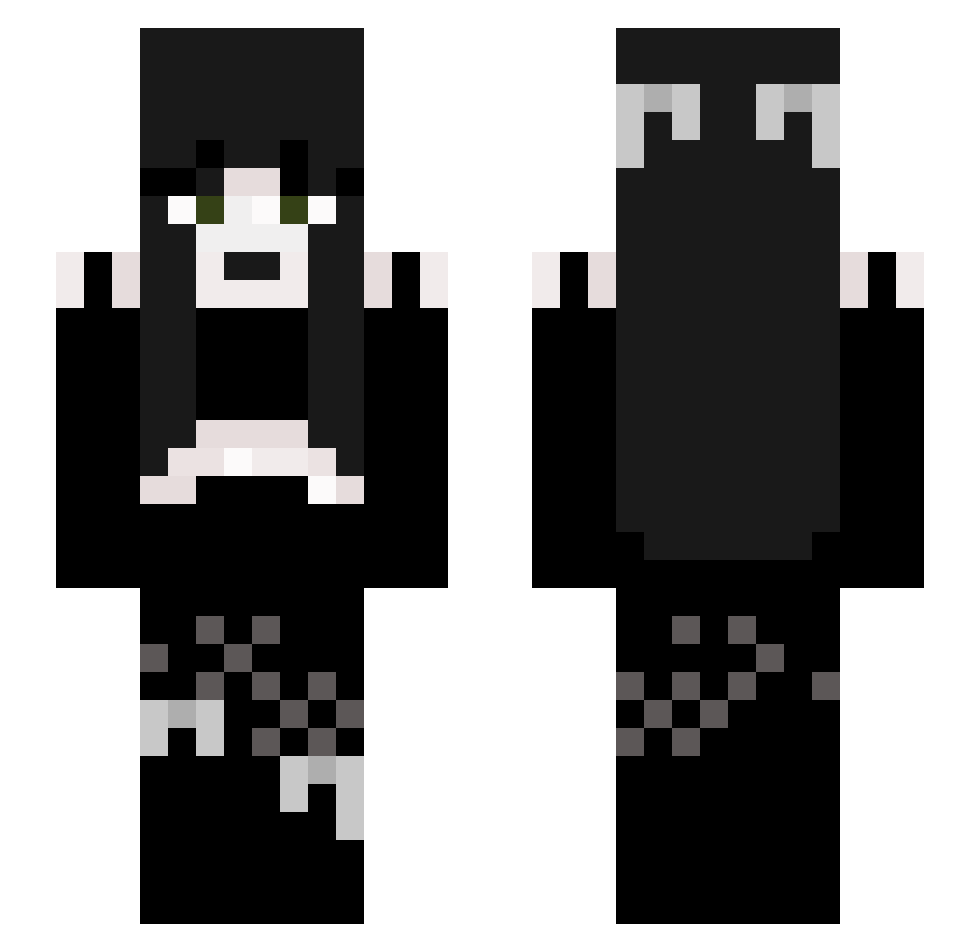 Yui_Shinio Minecraft skin, front and back view