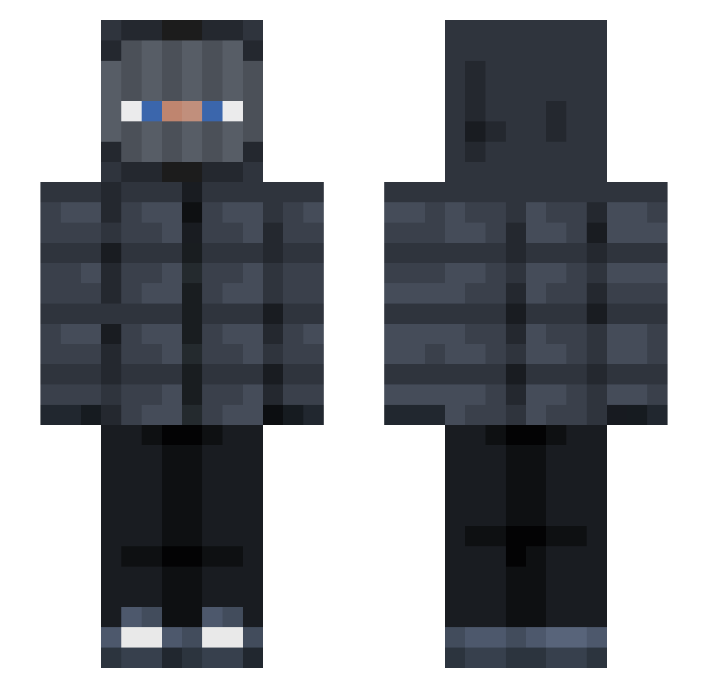 DeliriousSFX Minecraft skin, front and back view