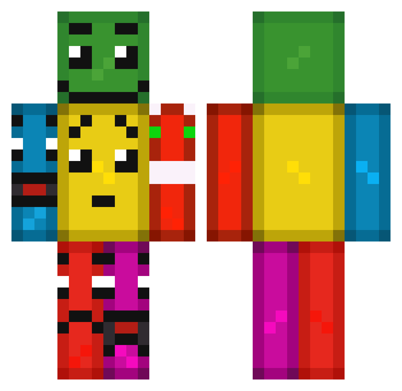 Nutbyte Minecraft skin, front and back view