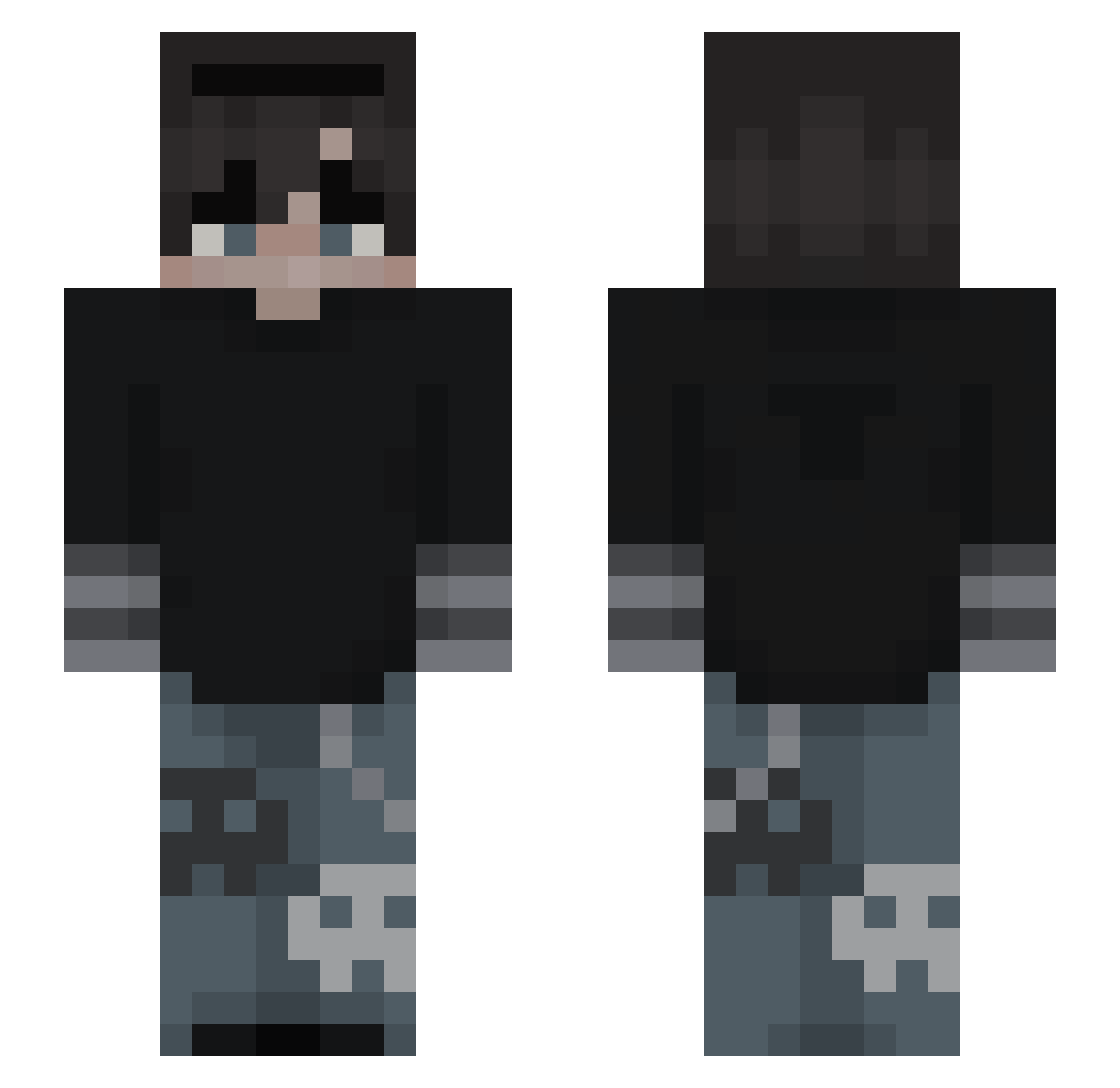 ToManyKnax Minecraft skin, front and back view