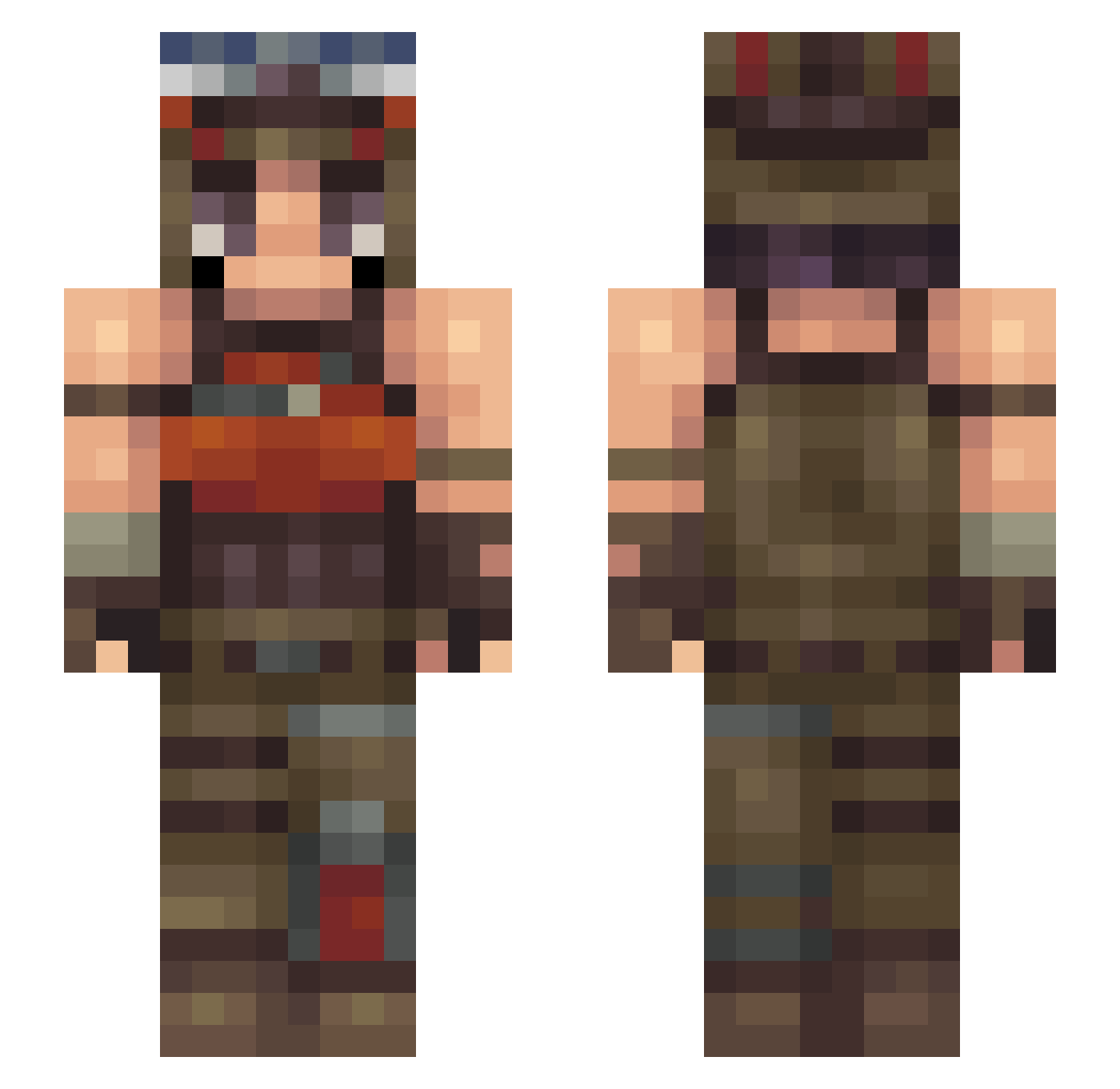 ItzGrimm Minecraft skin, front and back view