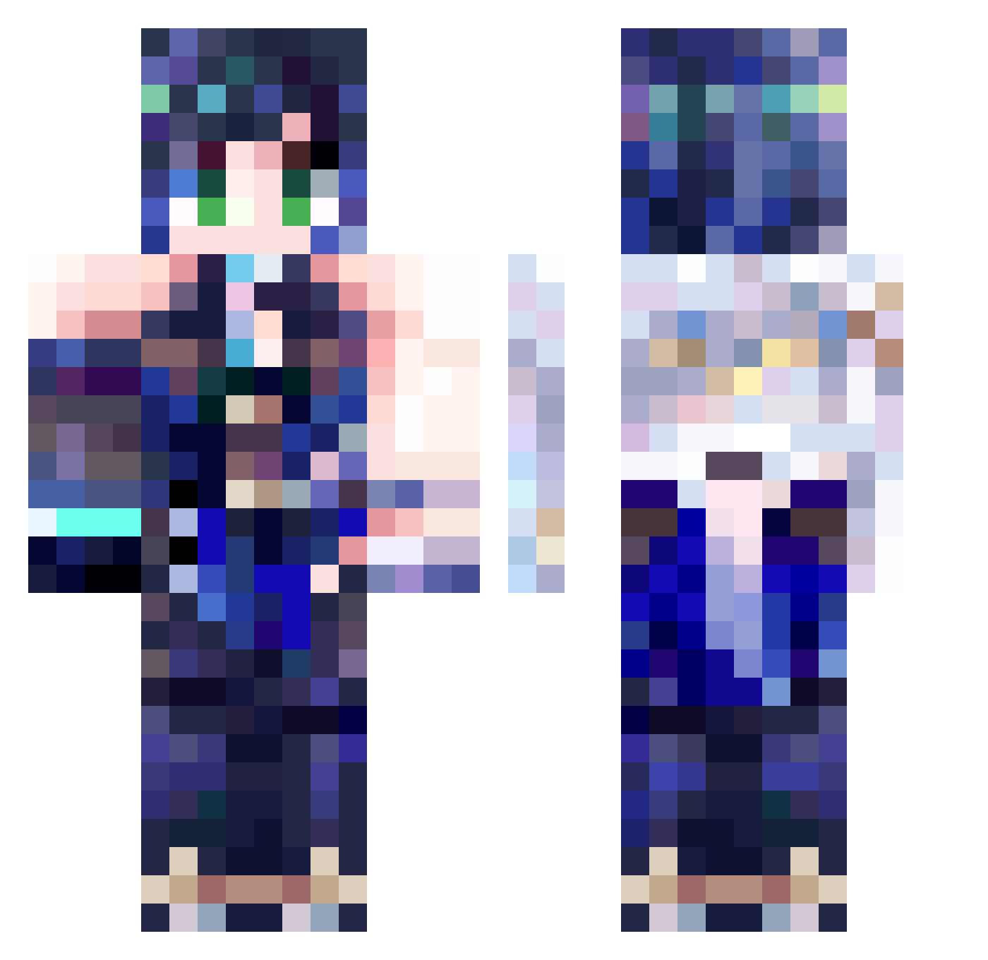 HumanoidTBM Minecraft skin, front and back view