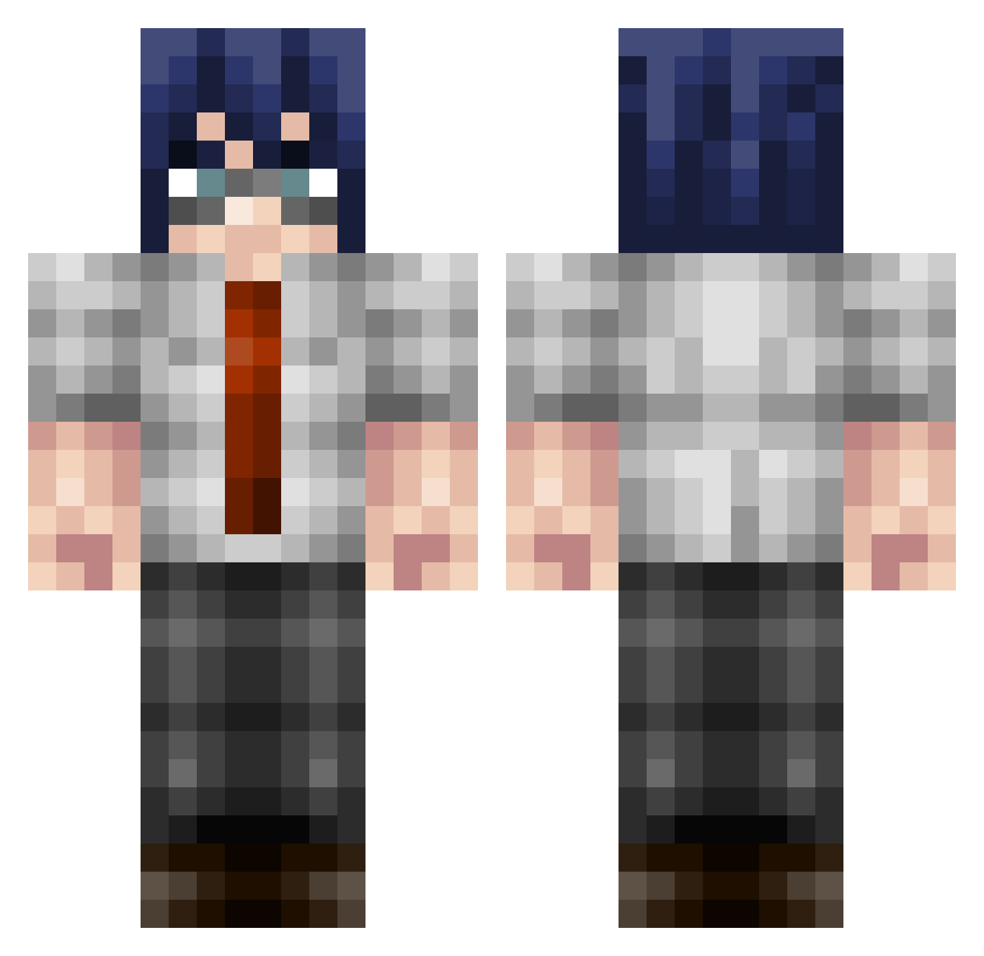 villsreturn Minecraft skin, front and back view