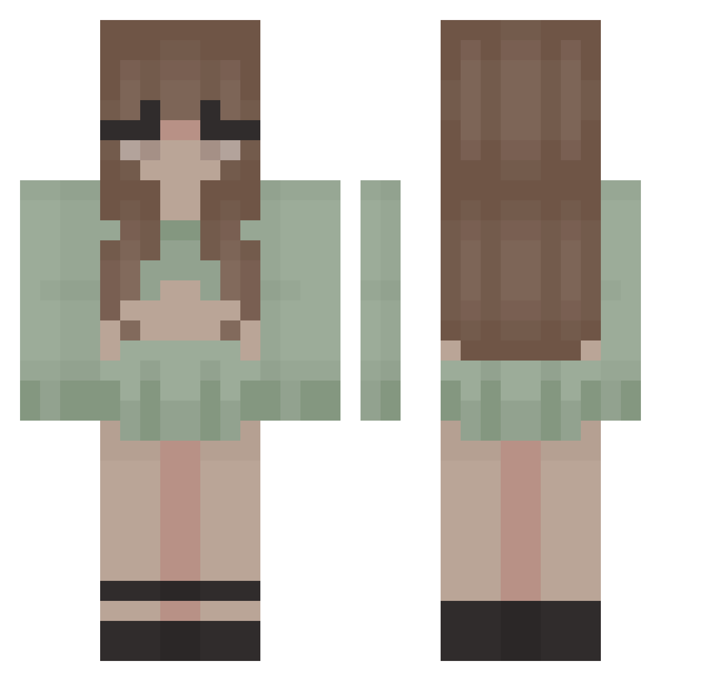 arianastan Minecraft skin, front and back view