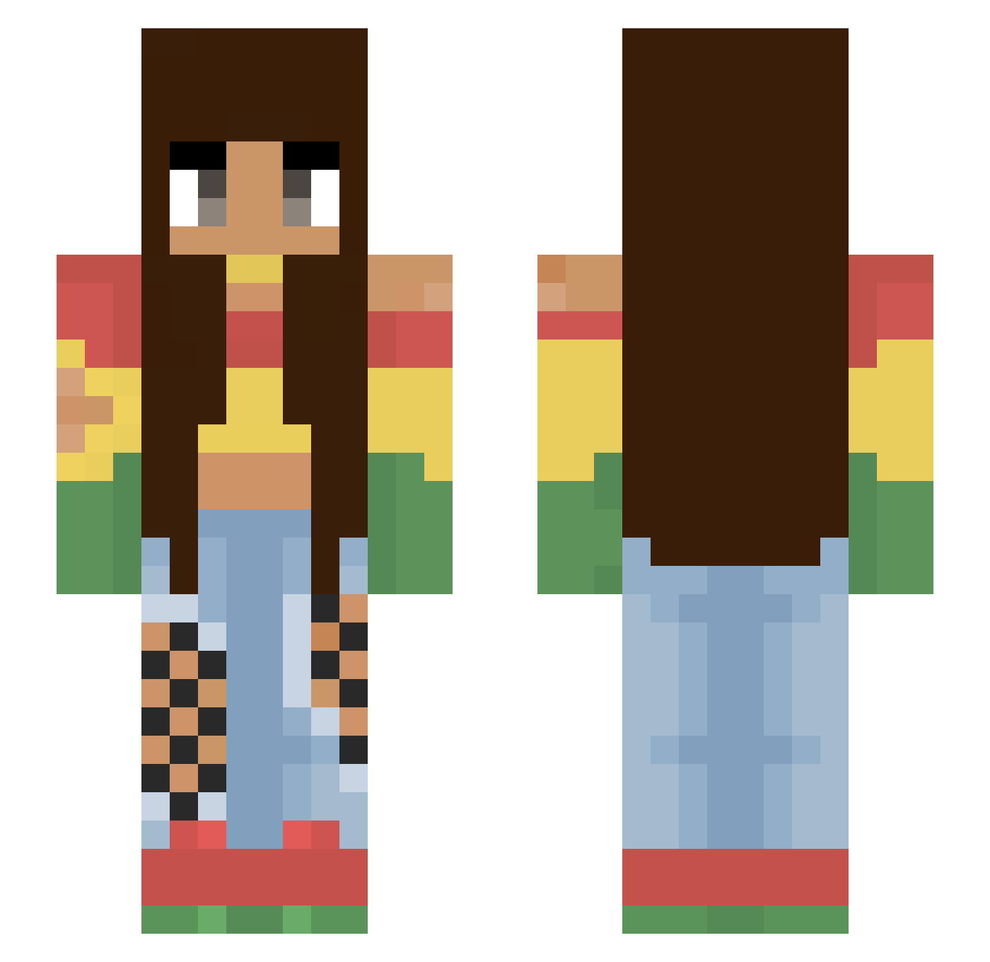 Ashless Minecraft skin, front and back view