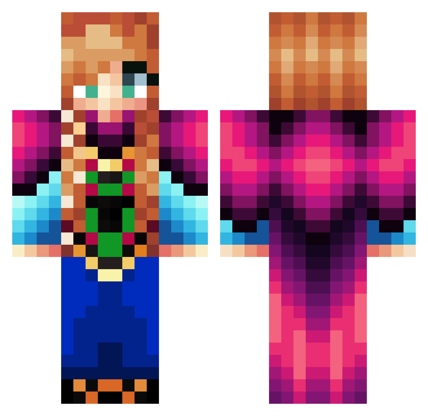nubs Minecraft skin, front and back view
