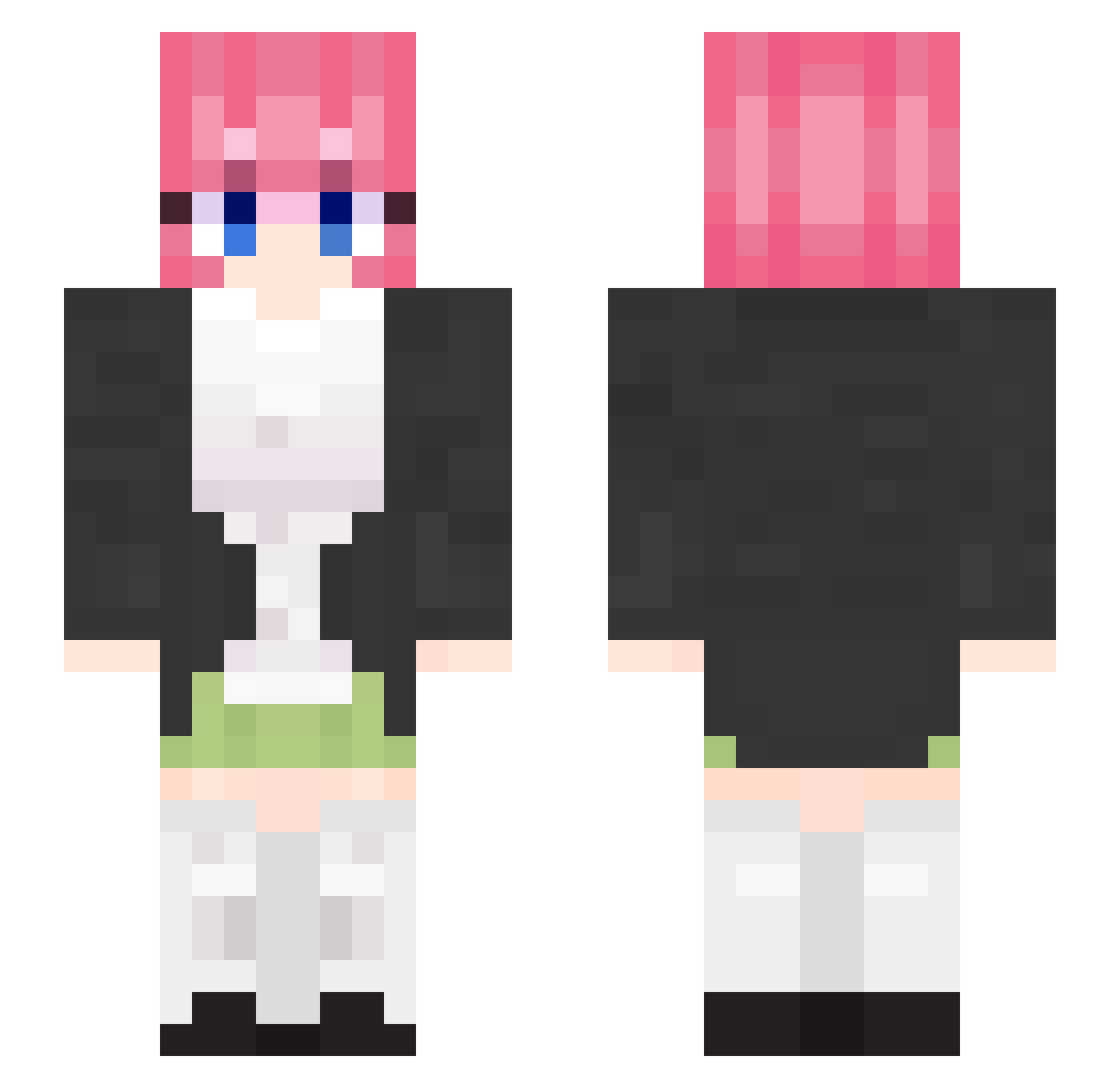 NakanoNinoo Minecraft skin, front and back view