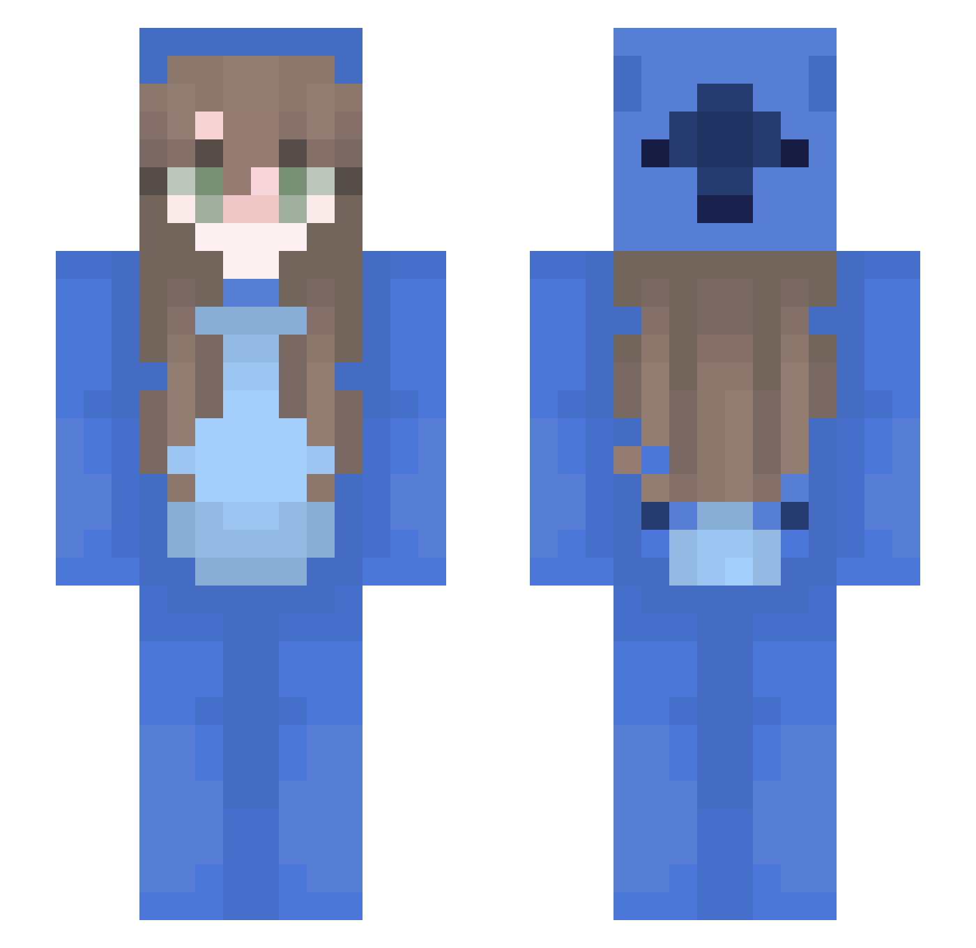 NelbaII Minecraft skin, front and back view