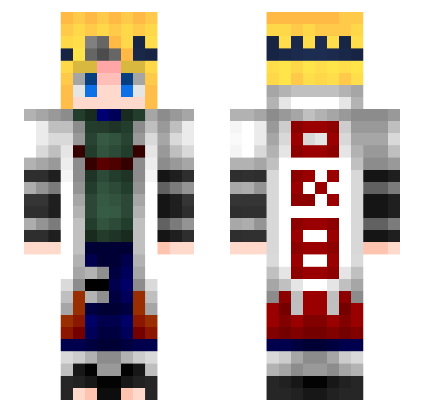 AidenConstant Minecraft skin, front and back view