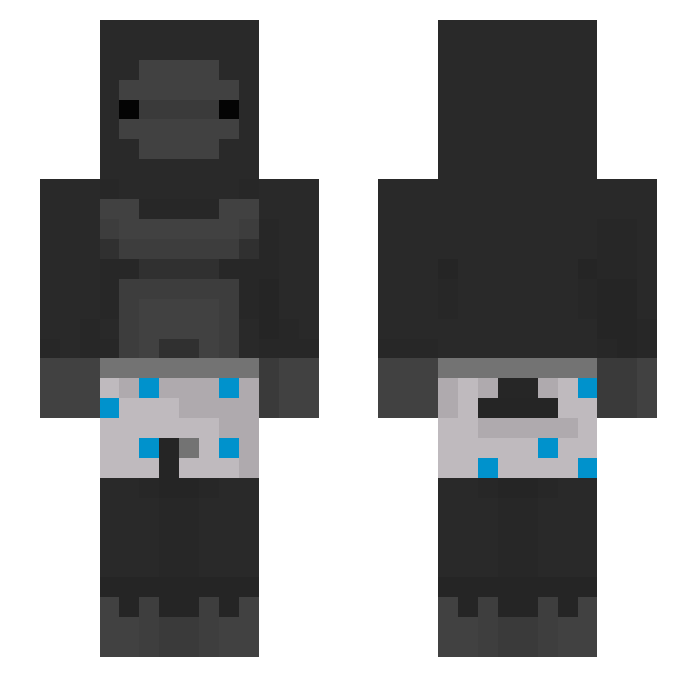 iSlayUp Minecraft skin, front and back view