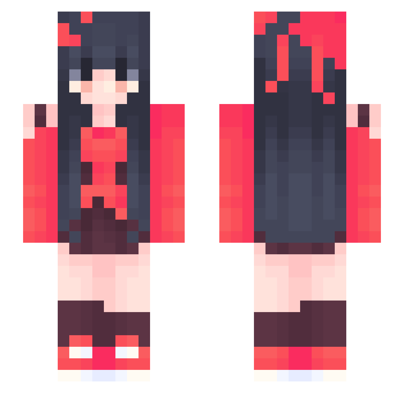 XyScelia02 Minecraft skin, front and back view