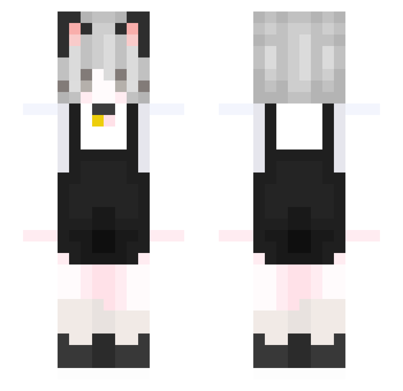 yourcute Minecraft skin, front and back view