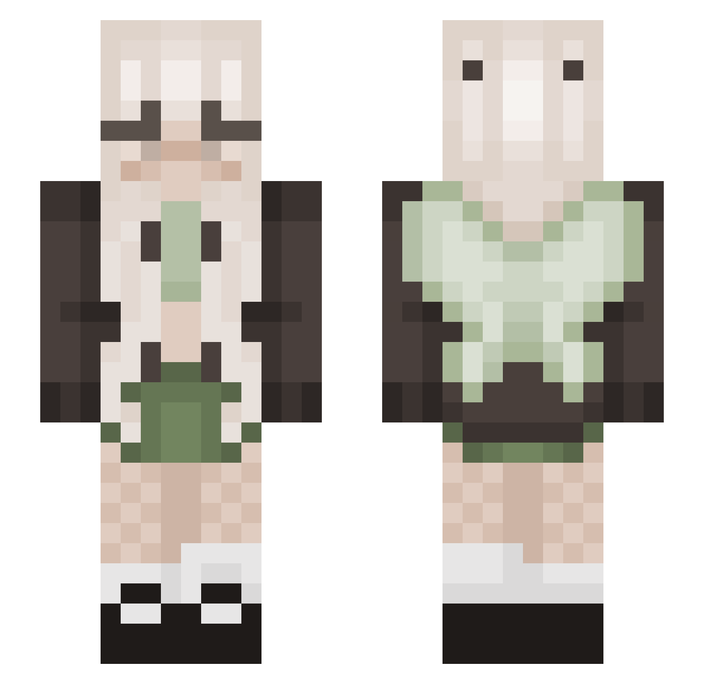 jwuliet Minecraft skin, front and back view