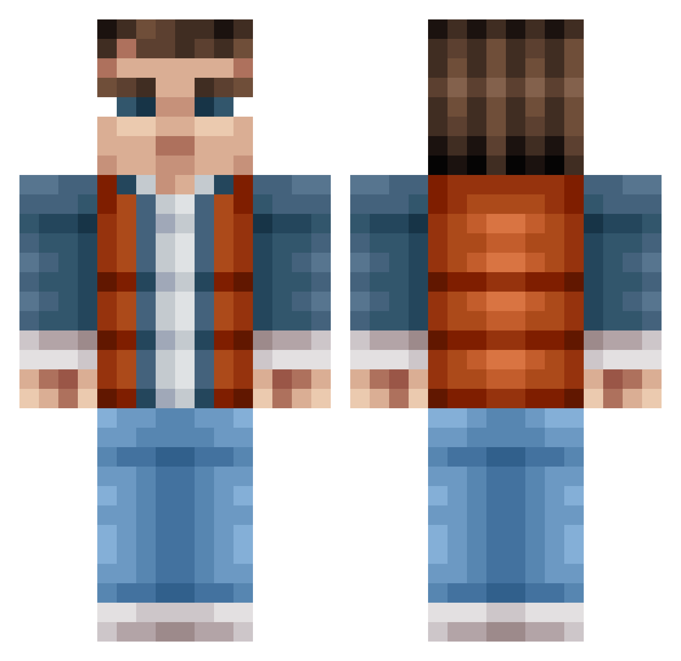 FutureMcFly Minecraft skin, front and back view