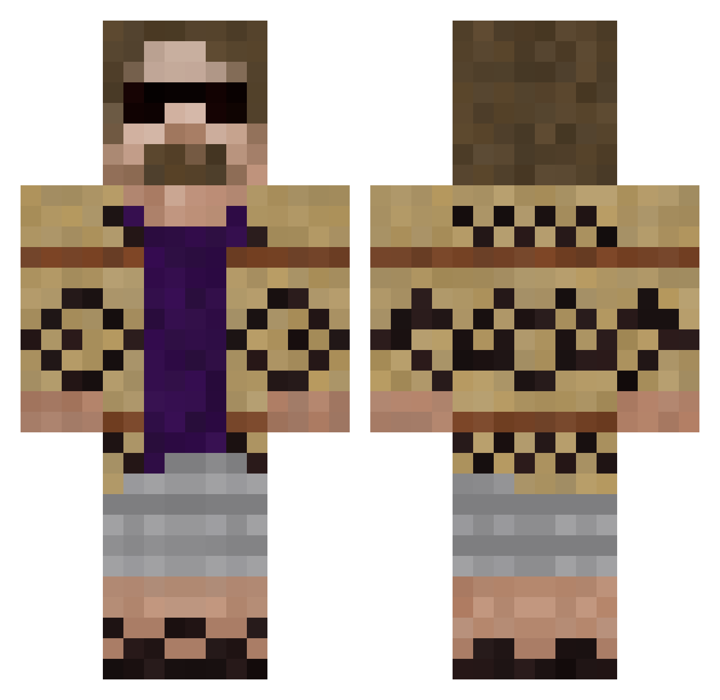 TumidToe Minecraft skin, front and back view