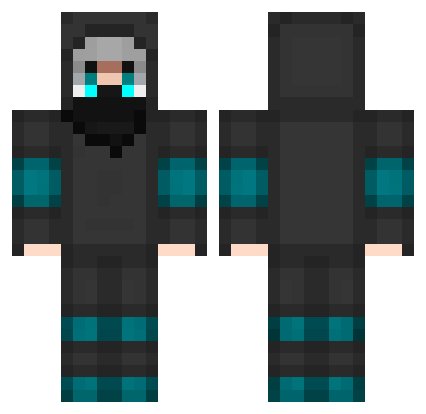 ShinxPvP Minecraft skin, front and back view