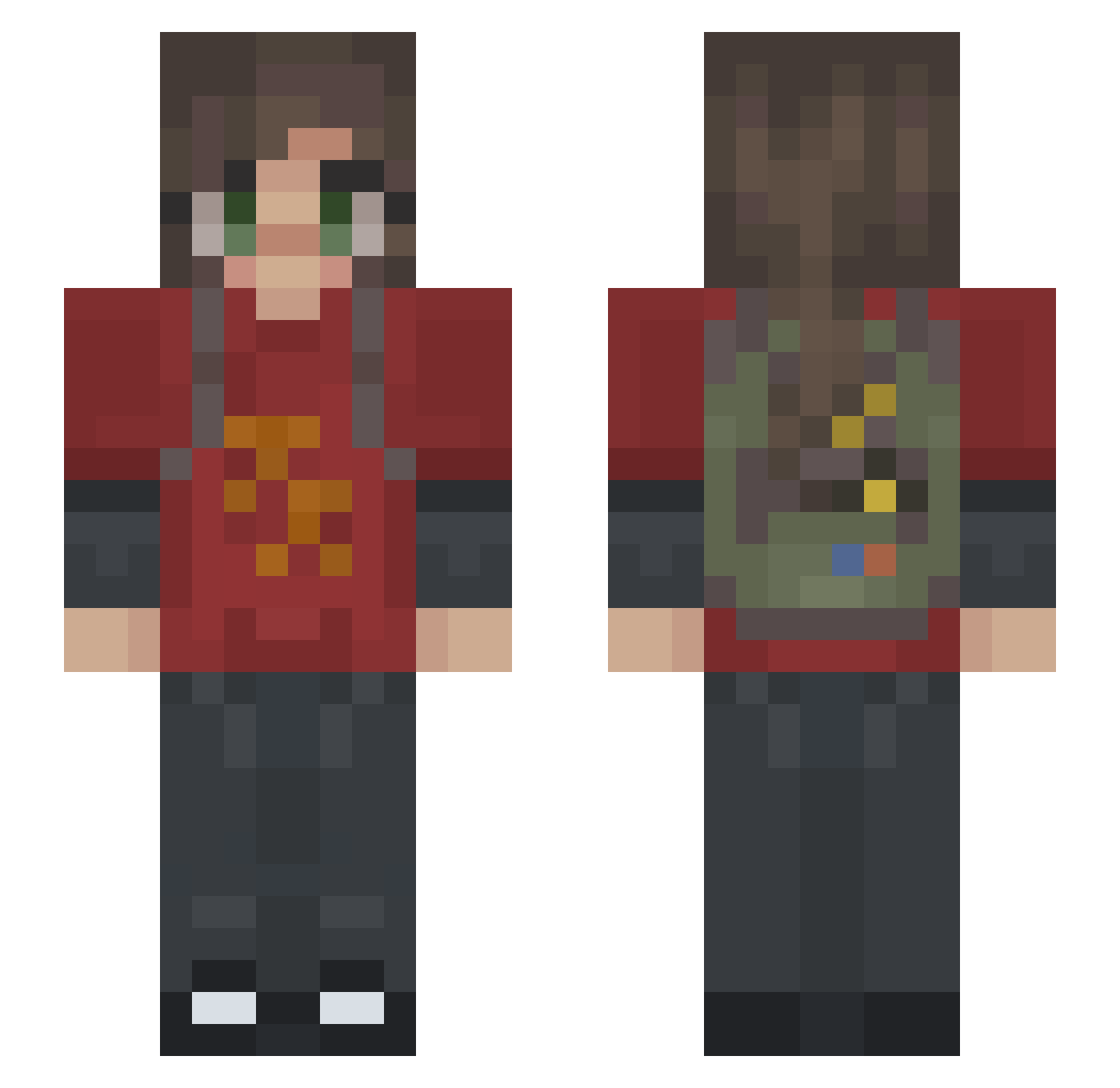 Empanada77 Minecraft skin, front and back view