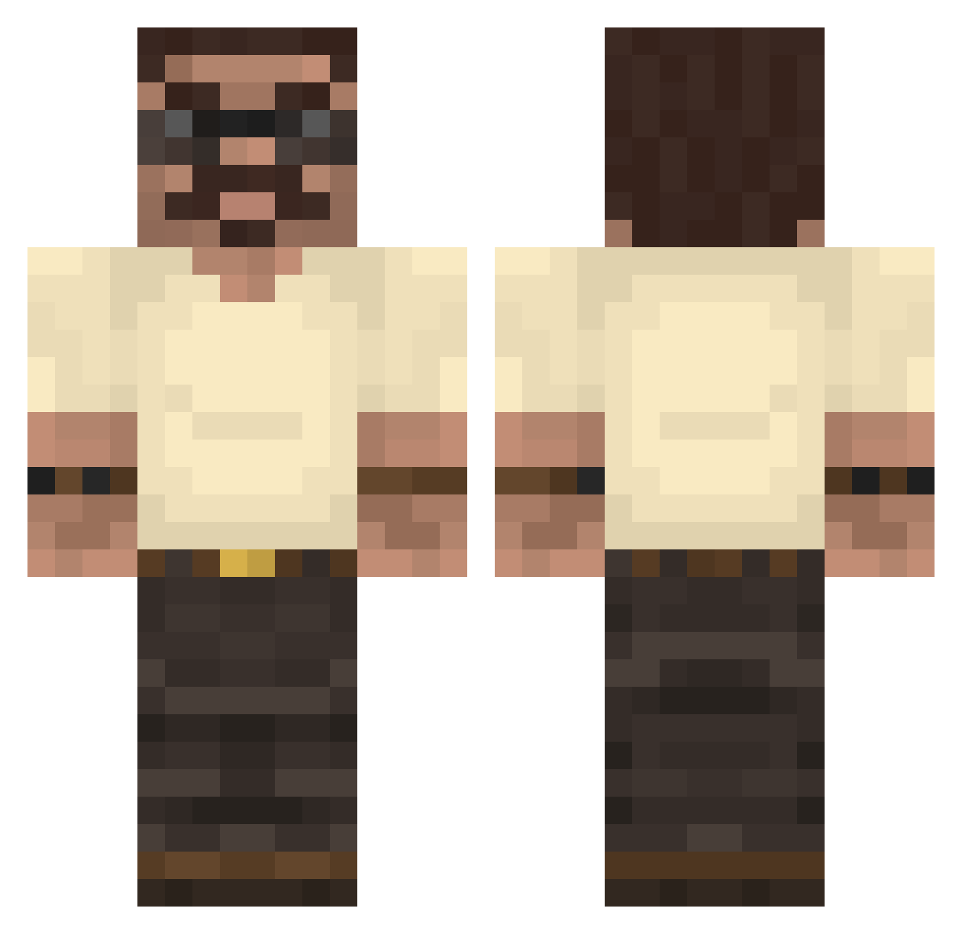 Woodjaw Minecraft skin, front and back view