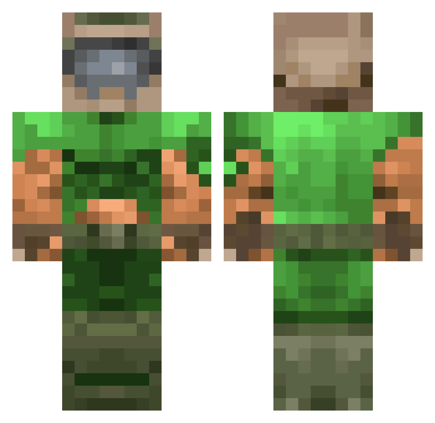 rewriter Minecraft skin, front and back view