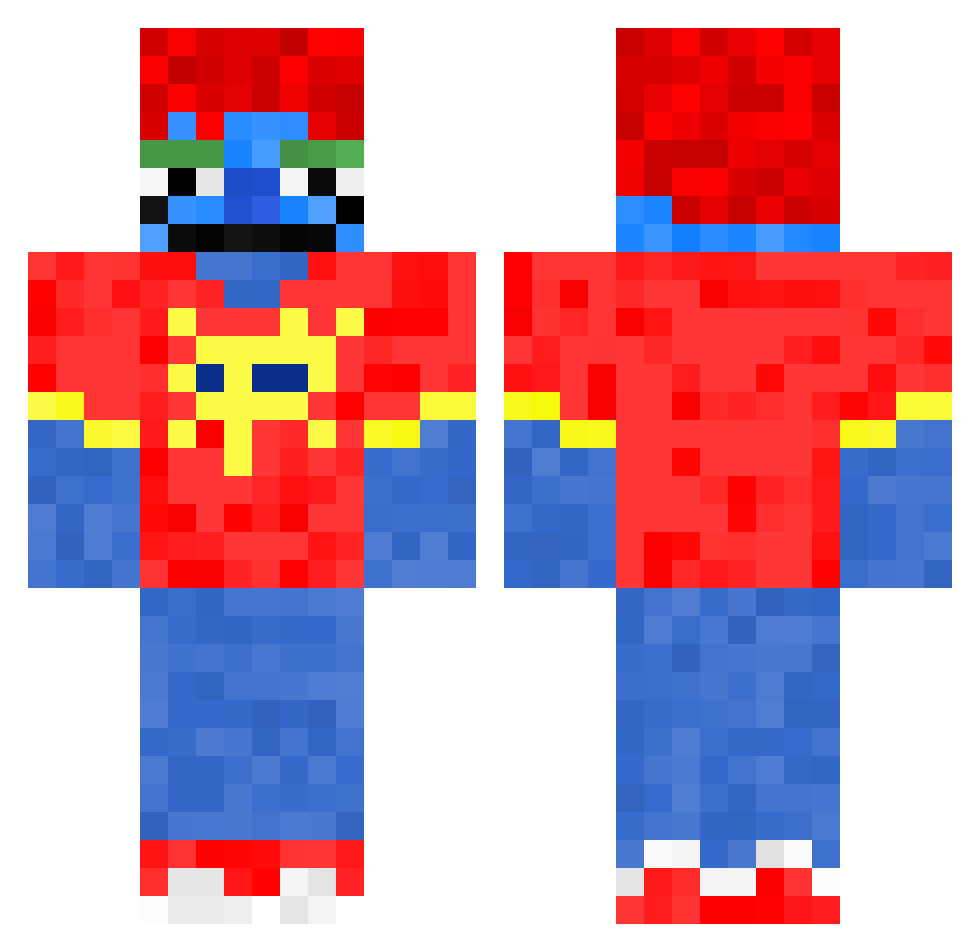YOj0 Minecraft skin, front and back view
