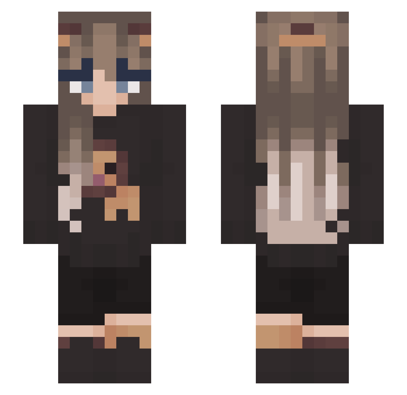 Flleuray Minecraft skin, front and back view