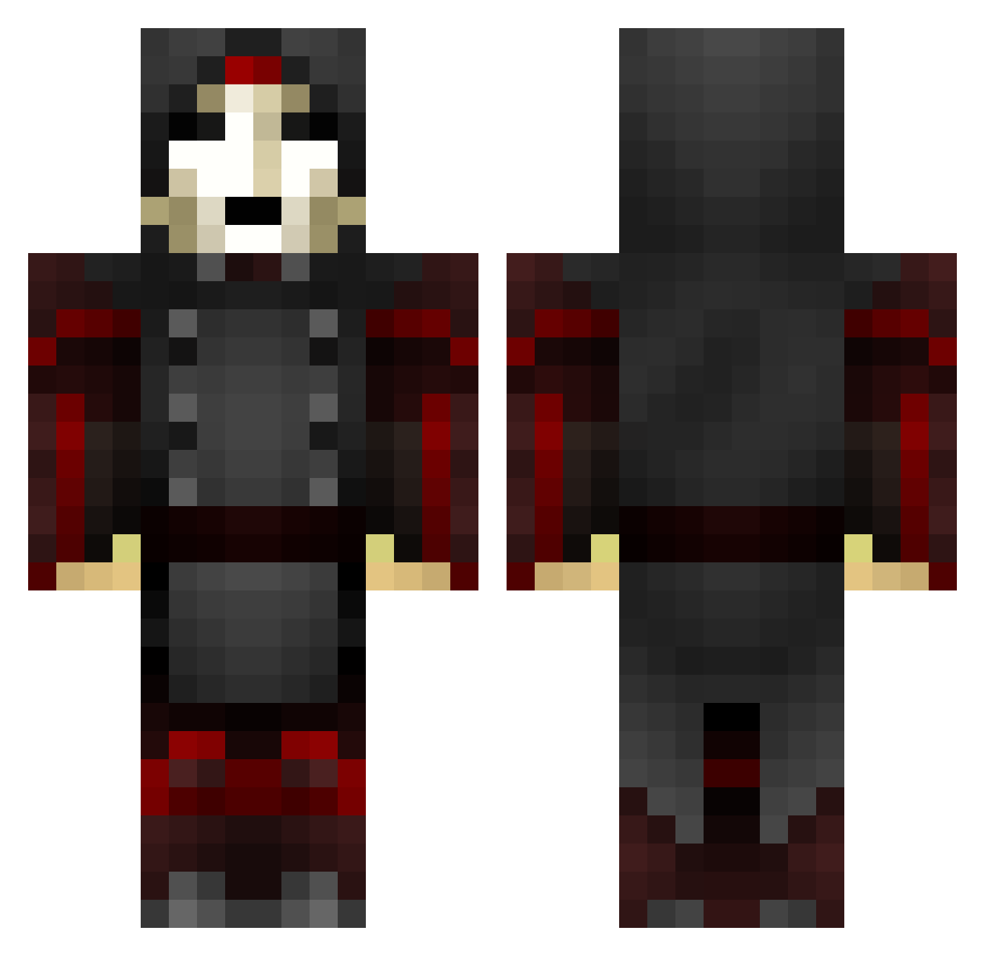 Equalises Minecraft skin, front and back view