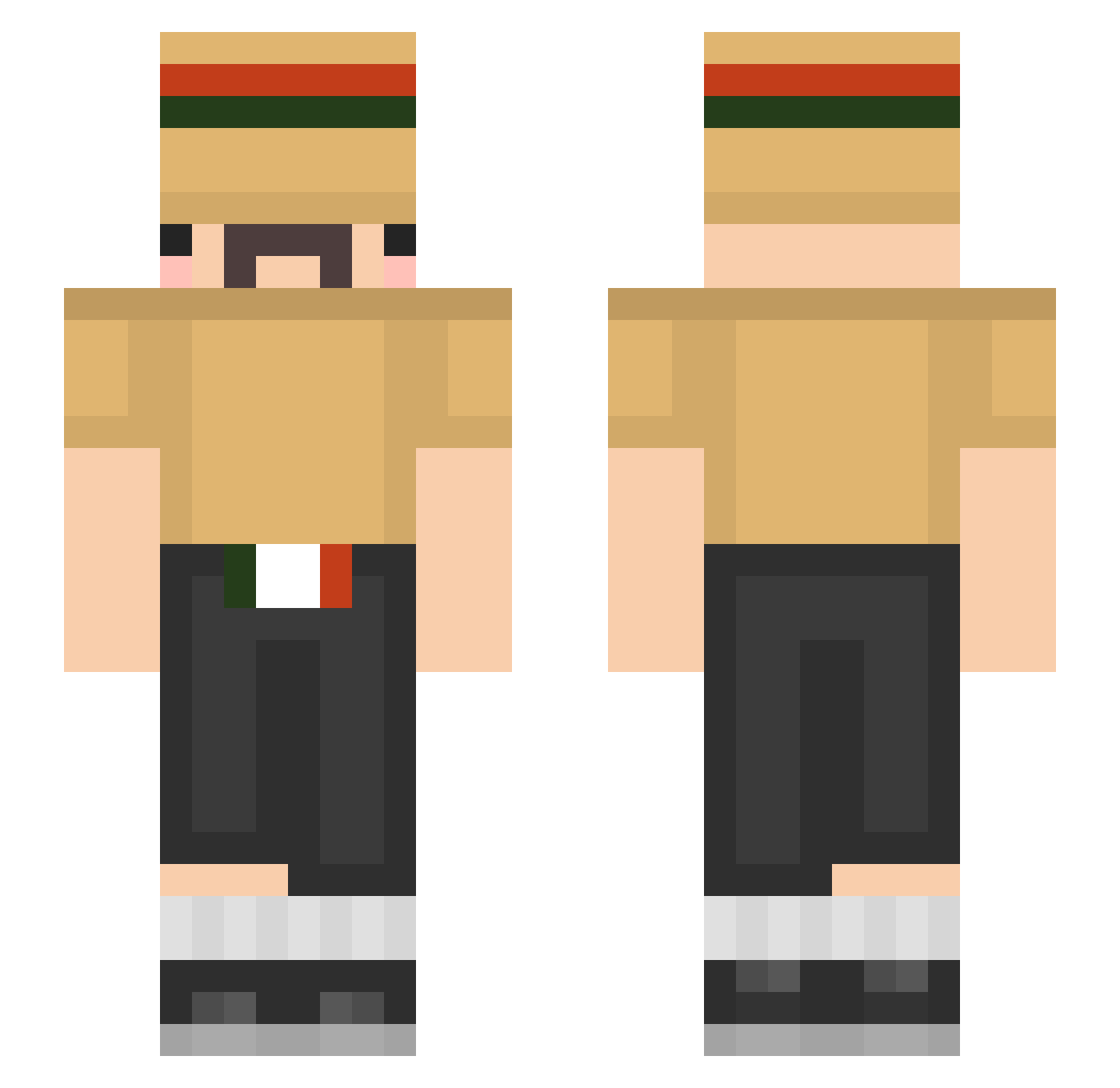 xNorrow Minecraft skin, front and back view