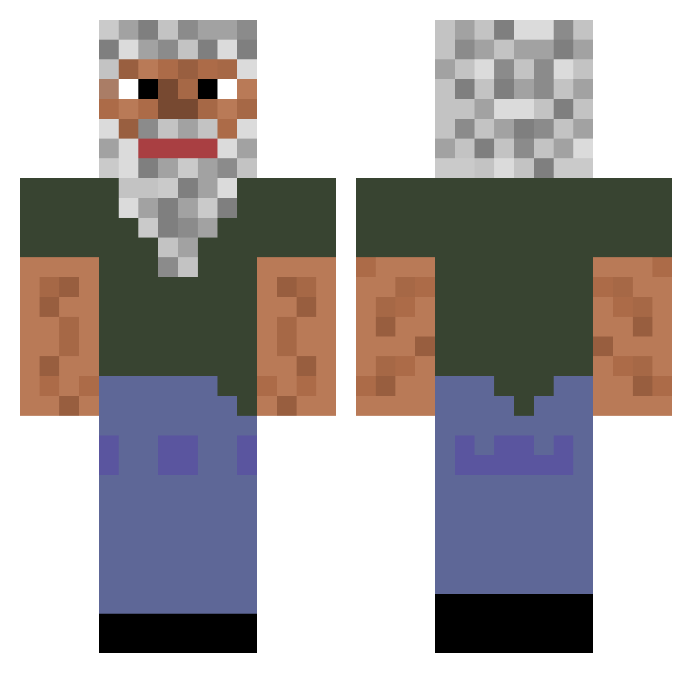 Spreed Minecraft skin, front and back view