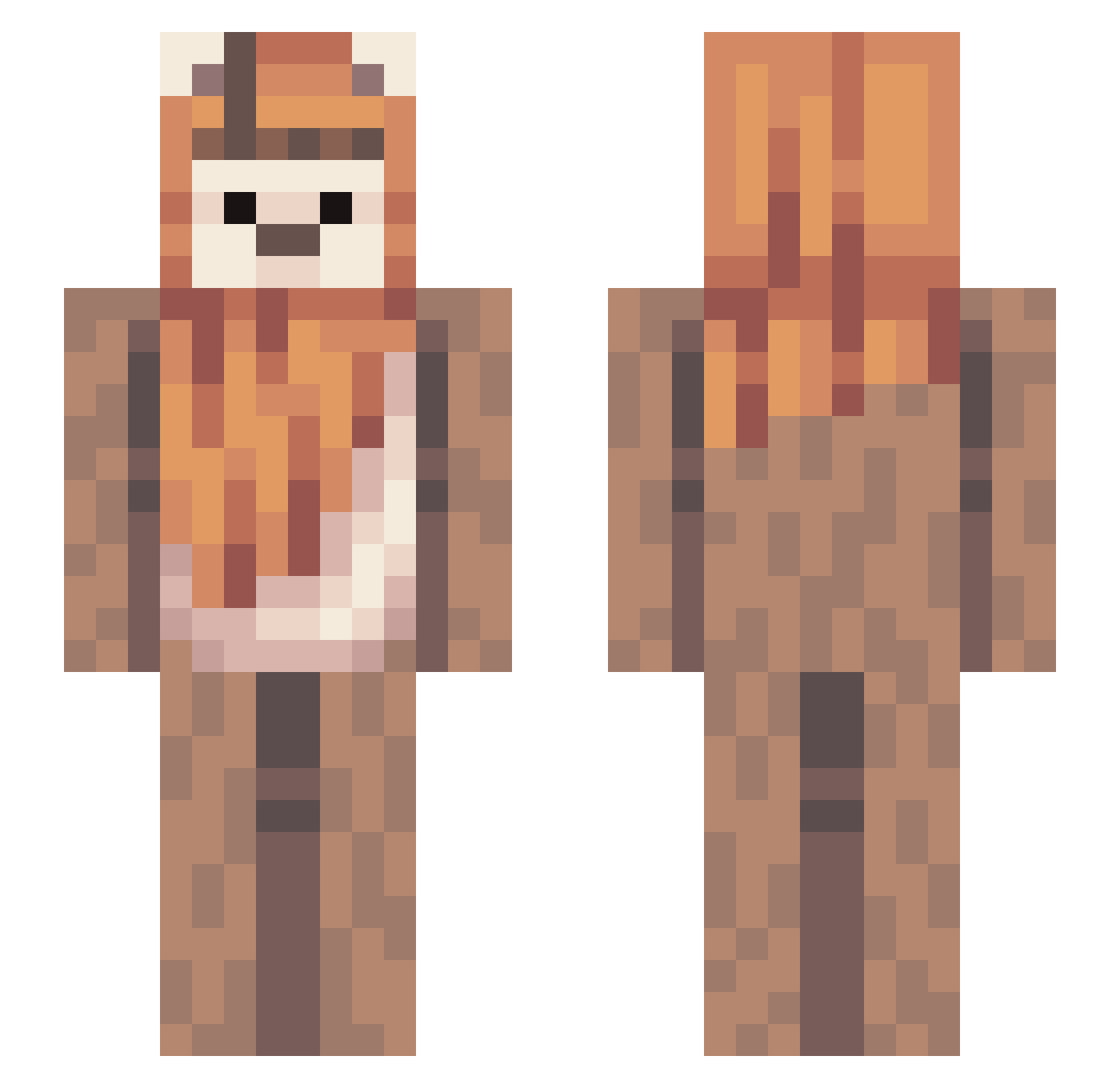SnowySockss Minecraft skin, front and back view